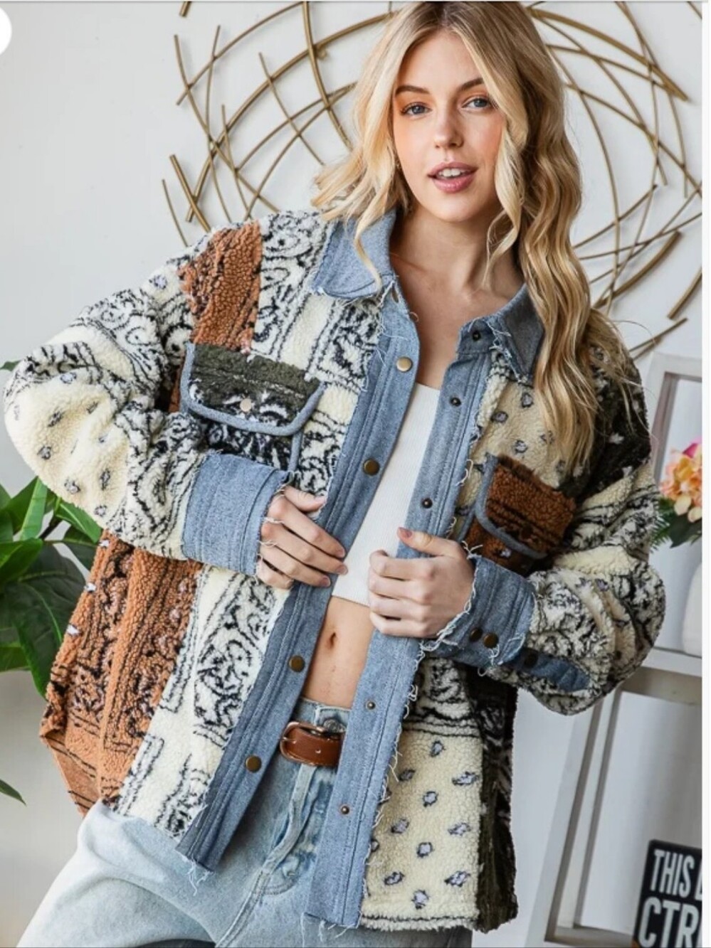 Oli & Hali New Bandana Print Sherpa Jacket